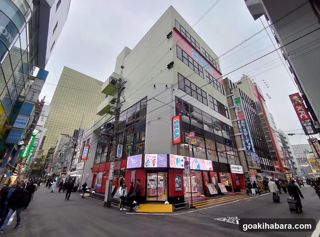 Urban Street Scene with Shops and Pedestrians