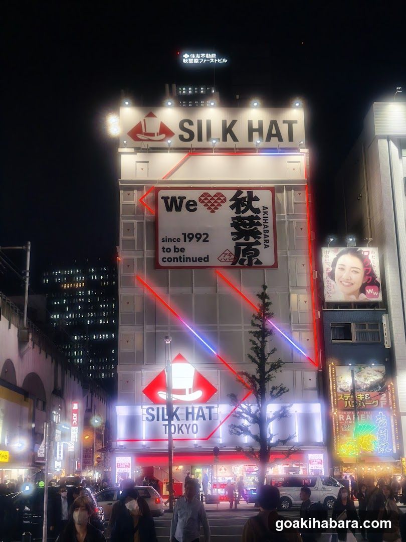 Silk Hat Building Exterior at Night