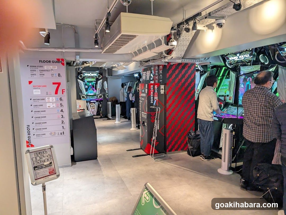Arcade Interior with Floor Guide and Gaming Machines