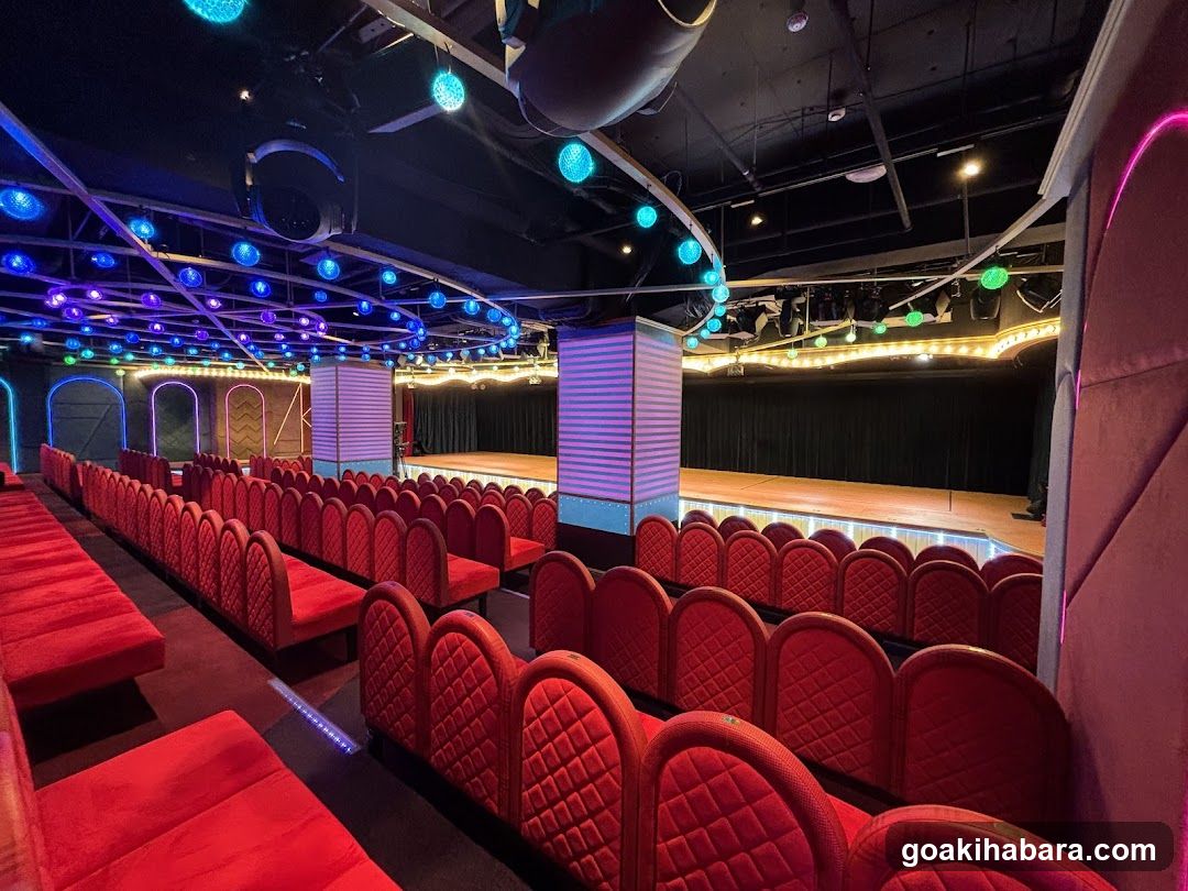 Theater Interior with Red Seats and Stage