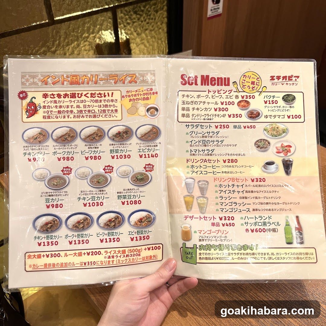 Indian Curry Rice Menu