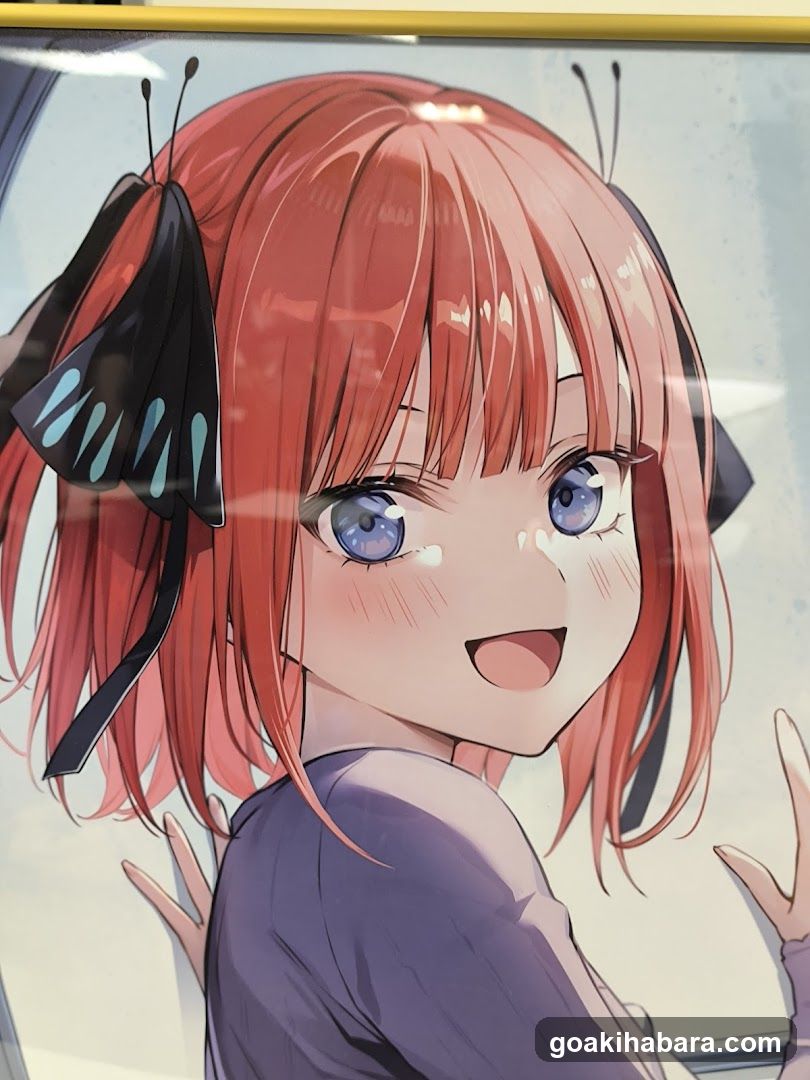 Anime-style girl with pink hair and butterfly accessories