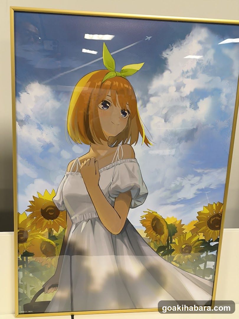 Anime-style illustration of a girl with sunflowers