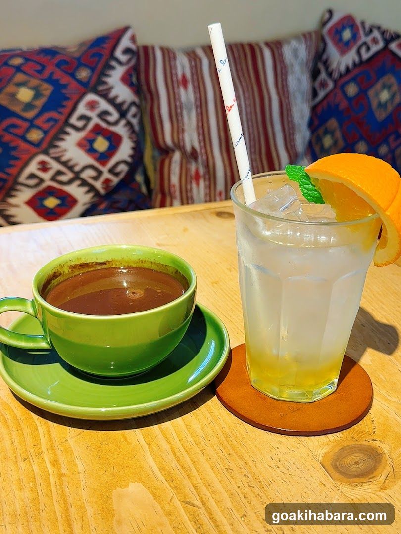 Coffee and Lemonade on Wooden Table