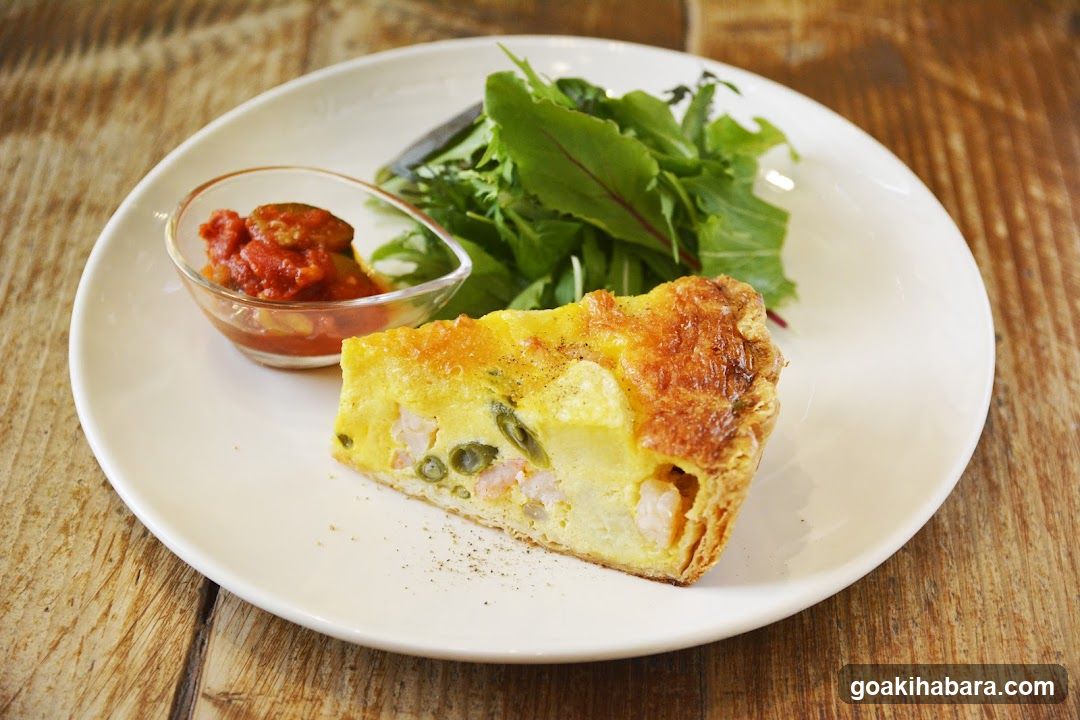 Quiche with Salad and Tomato Sauce