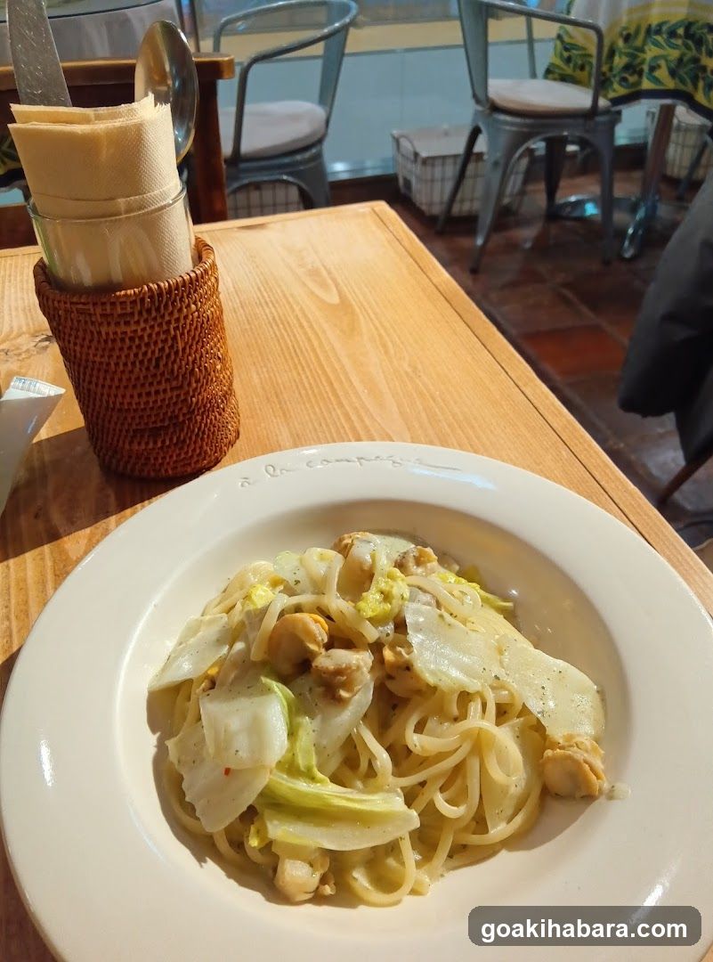 Pasta dish at a cafe