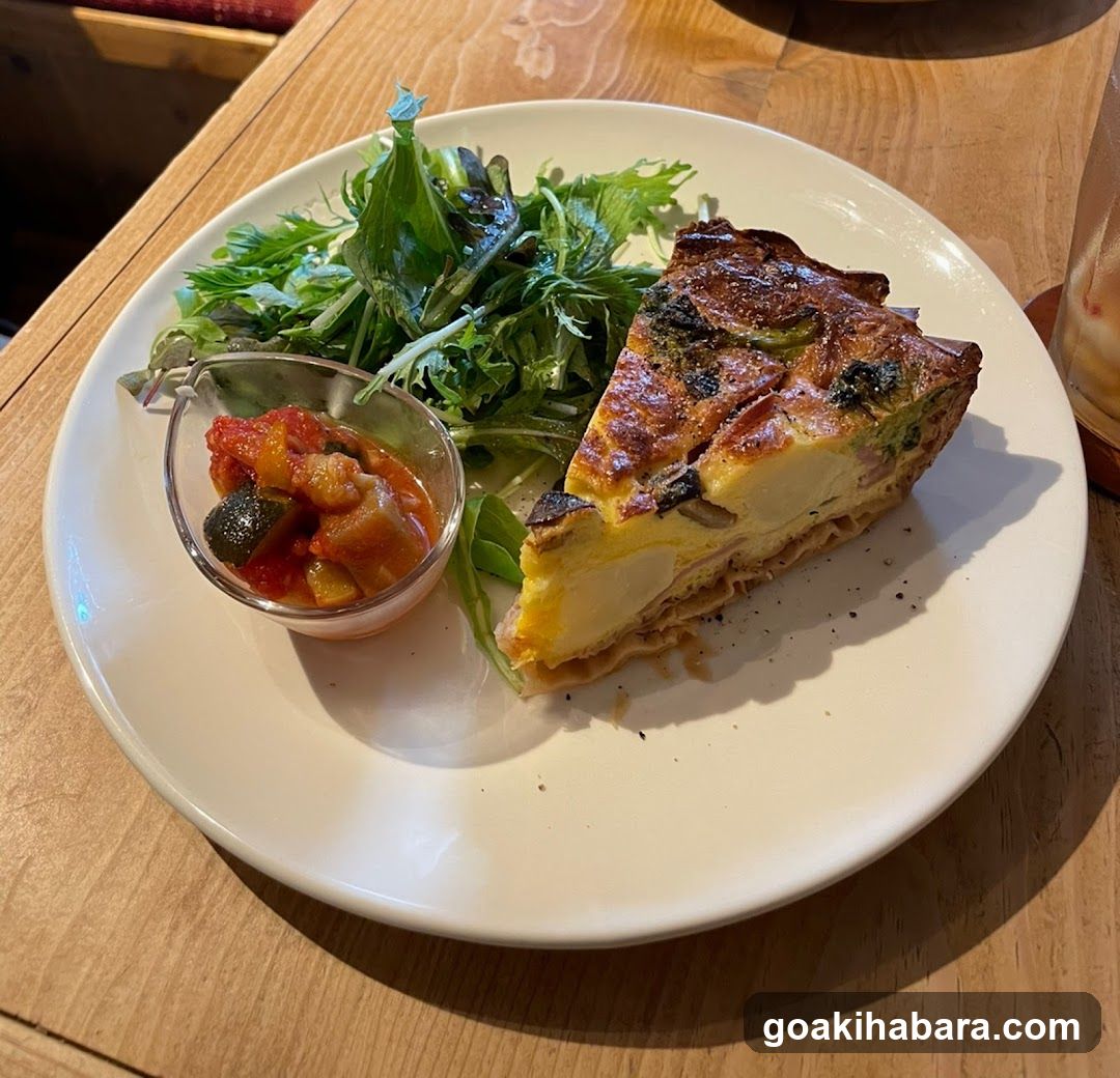 Quiche with Salad and Tomato Relish