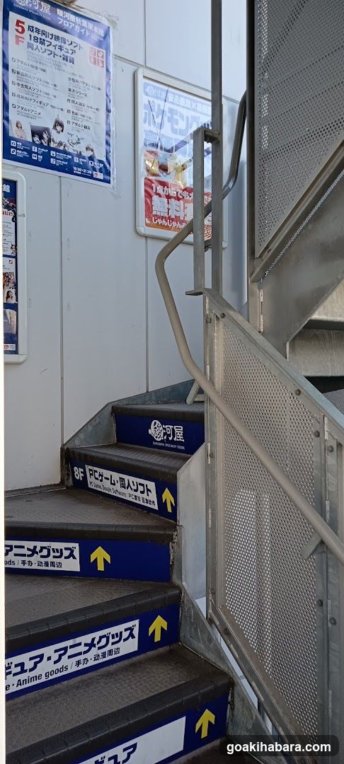 Staircase with signage and posters