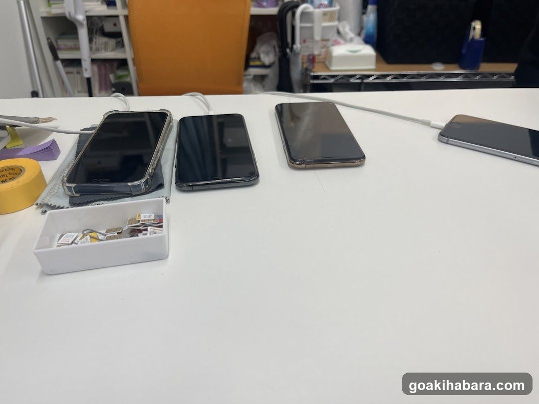 phones on table