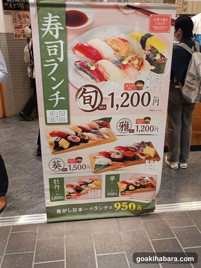 Sushi Lunch Menu Display