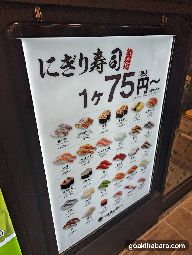 Nigiri Sushi Menu Board