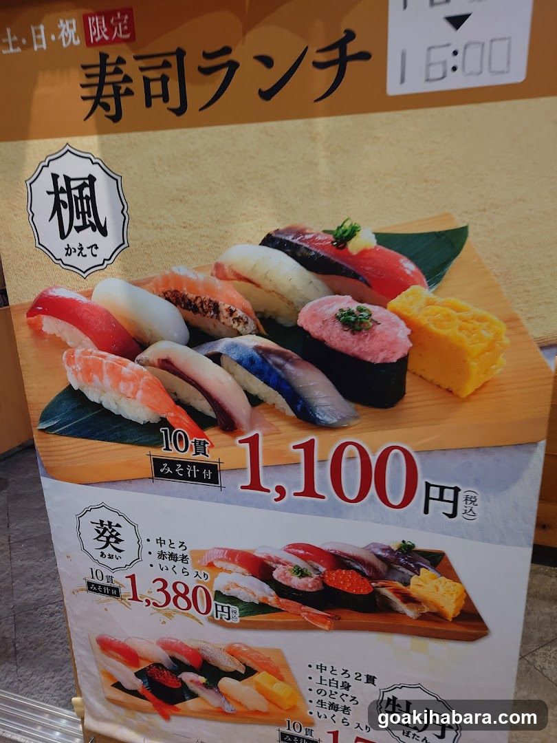 Sushi Lunch Menu Display