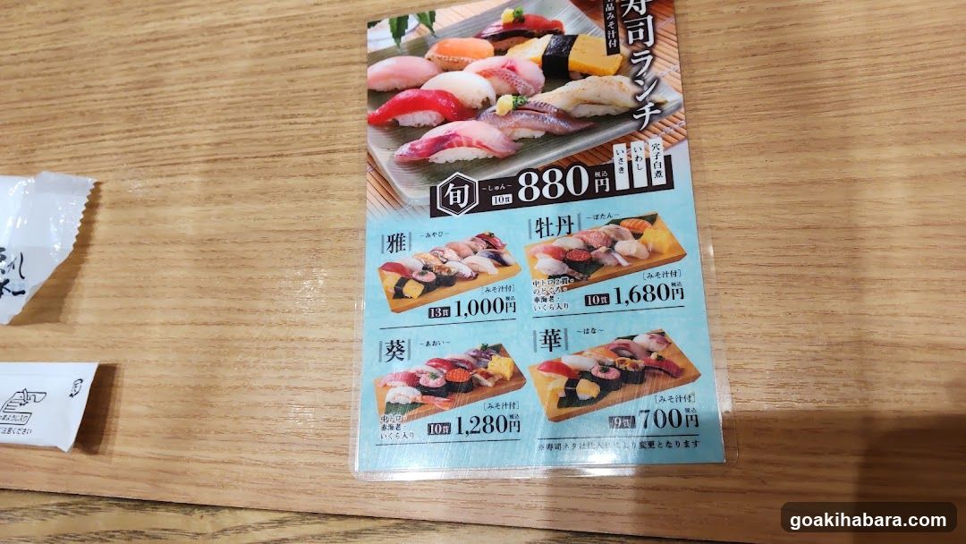 Sushi Lunch Menu