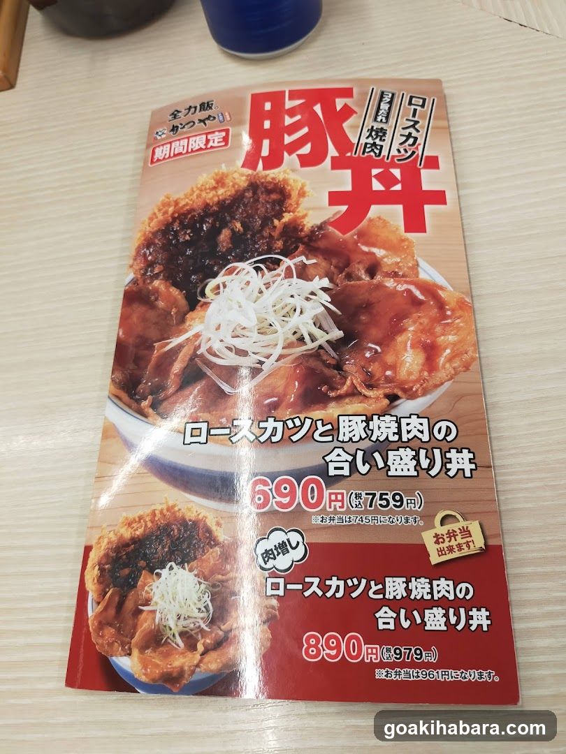 Pork Cutlet and Pork Belly Rice Bowl Menu