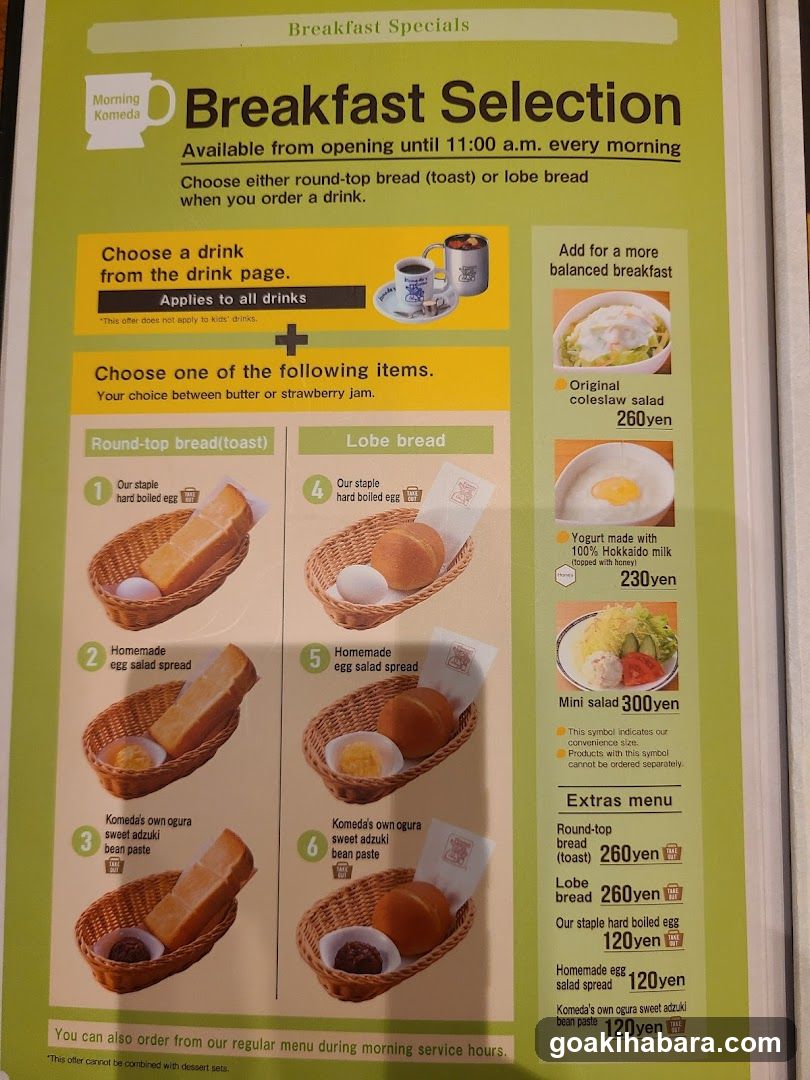 Breakfast Selection Menu