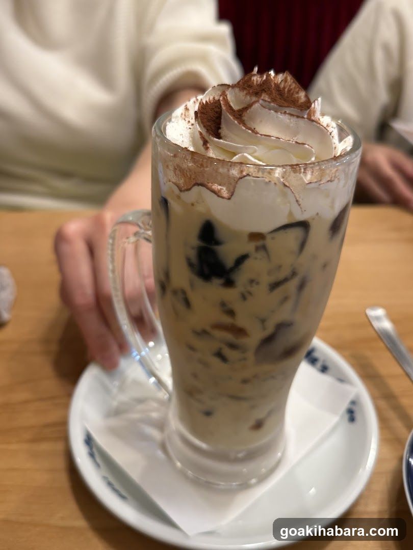 Iced Coffee with Whipped Cream and Cocoa Powder