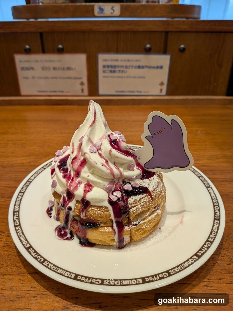 Dessert with whipped cream and purple topping