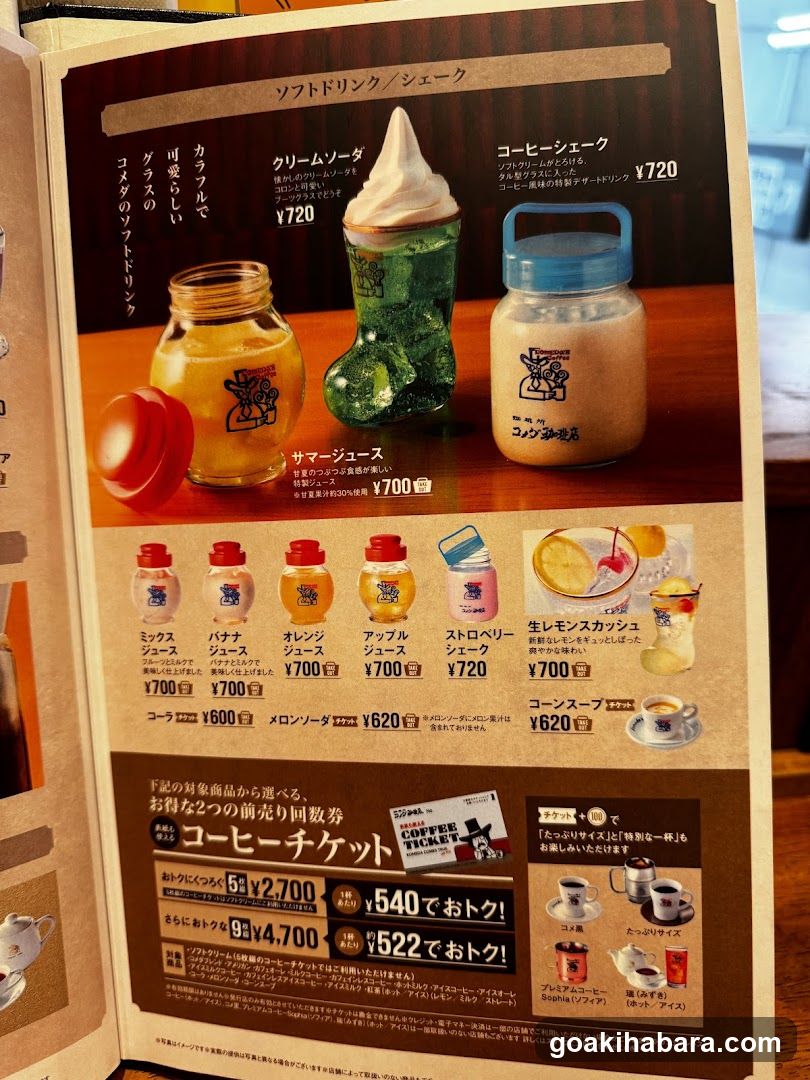 Soft Drink / Shake Menu Page