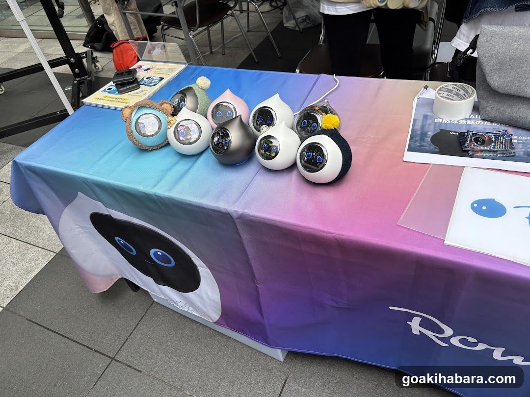Product display table with robotic devices
