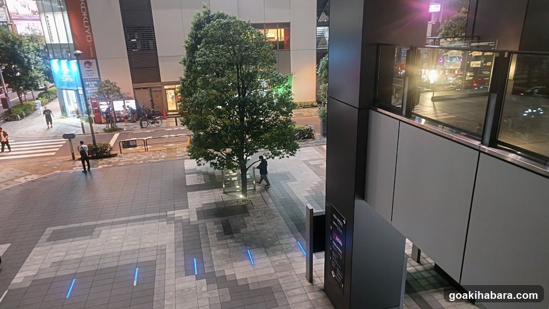 Nighttime Urban Plaza View