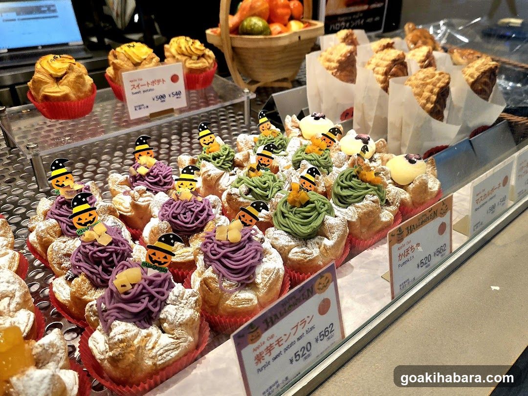 Halloween-themed pastries display