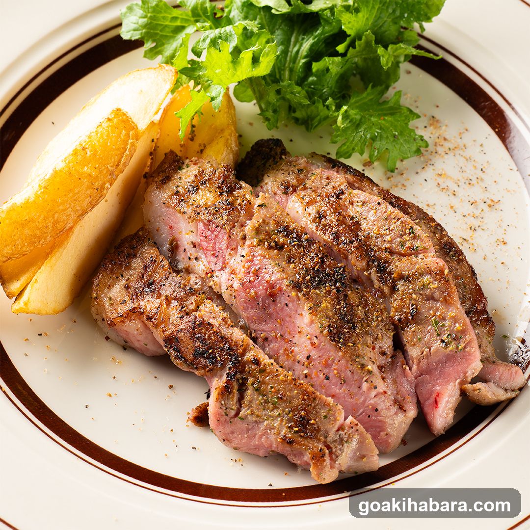 Sliced Steak with Potatoes and Greens