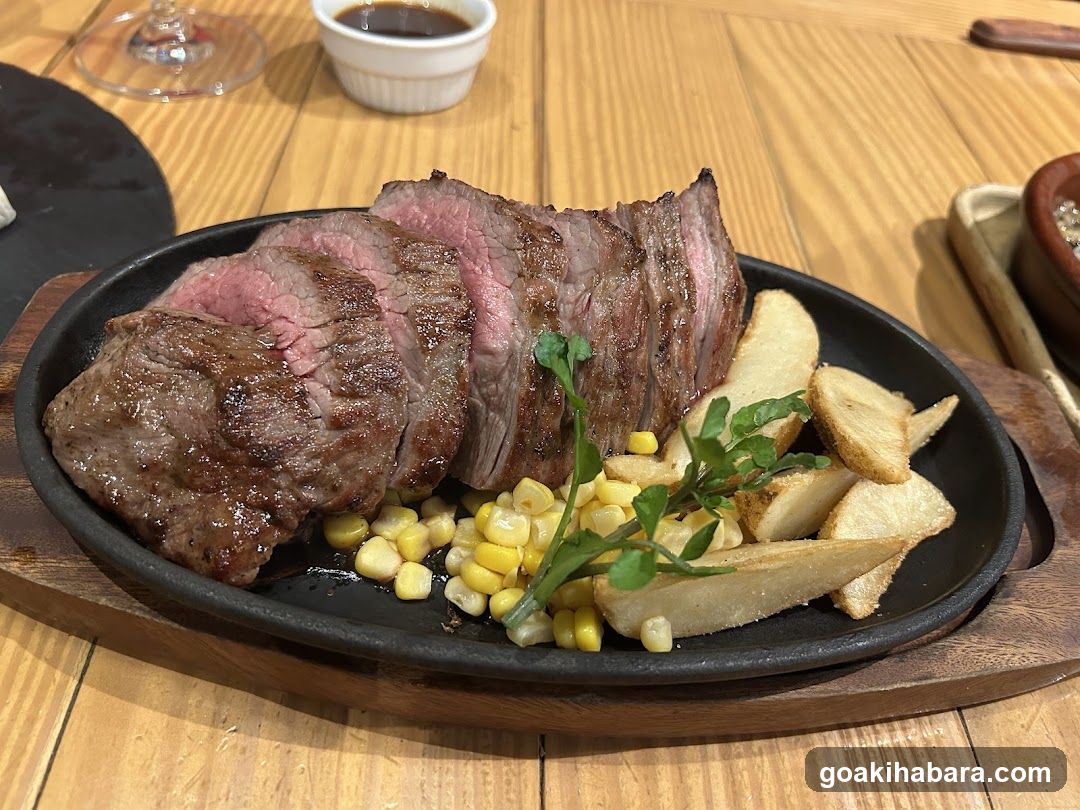 Sliced Steak with Corn and Potatoes