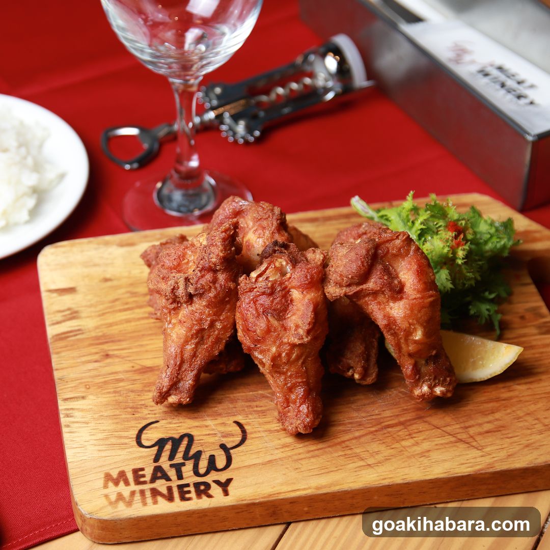 Fried Chicken Wings on Wooden Board