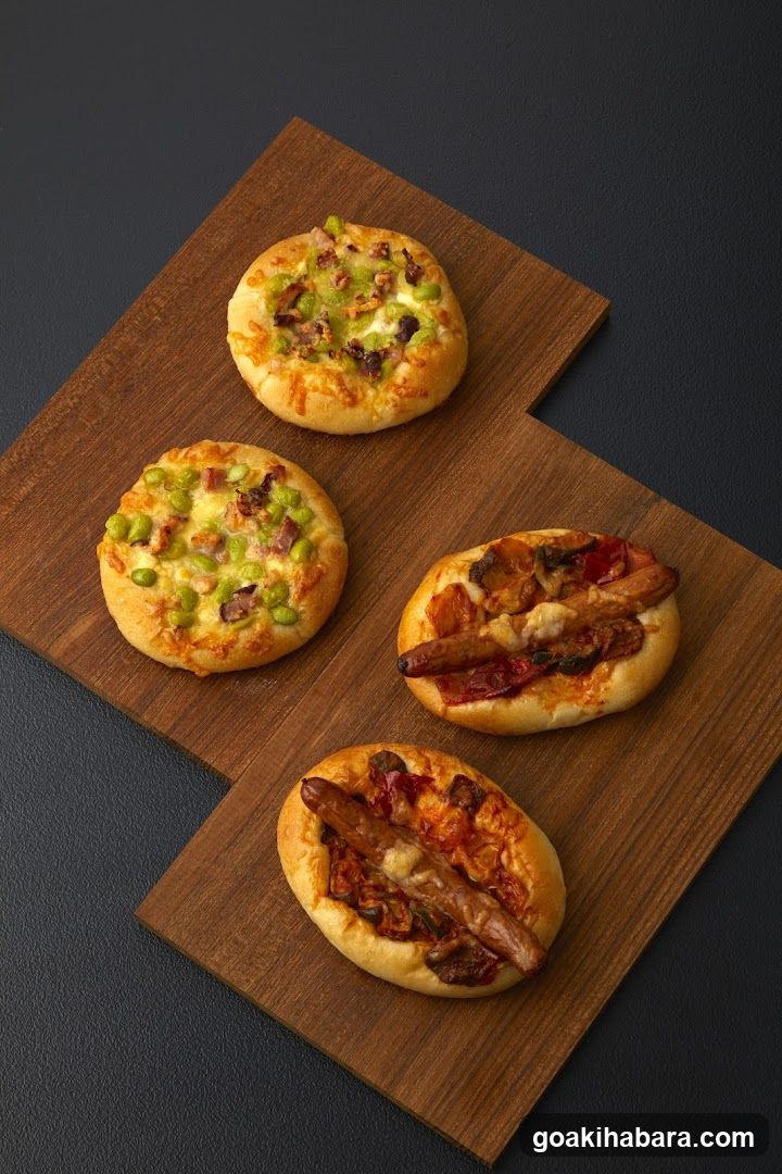 Mini Pizzas on Wooden Board