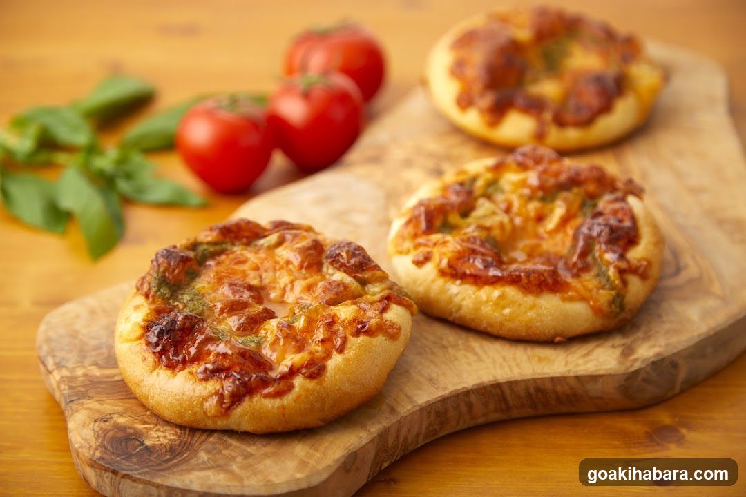 Mini Pizzas on Wooden Board
