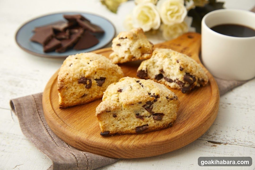 Chocolate Chip Scones with Coffee and Dark Chocolate