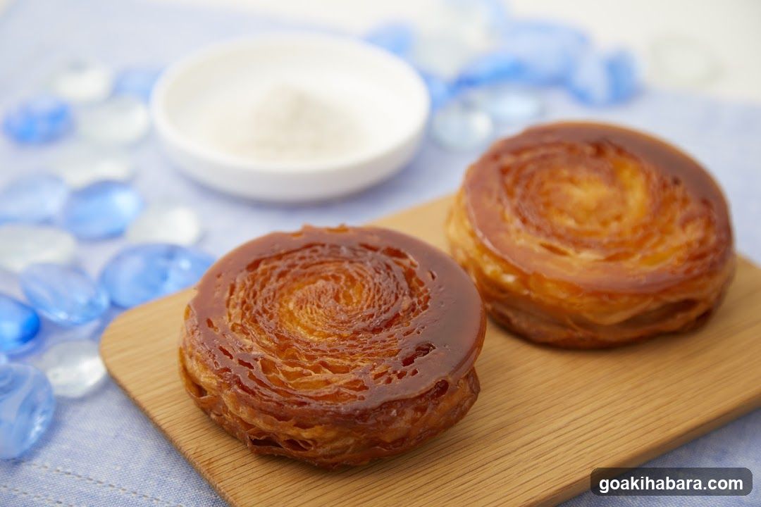 Caramel Swirl Pastries on Wooden Board