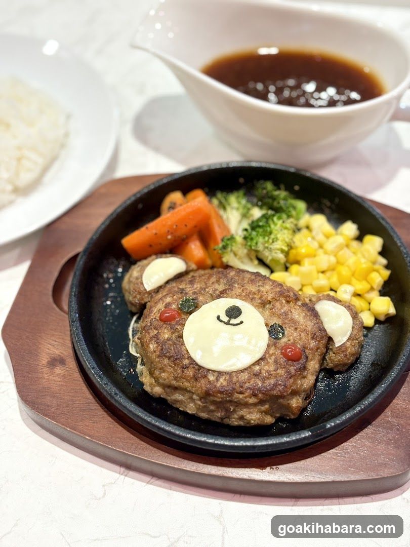 Bear-shaped Steak with Vegetables and Sauce