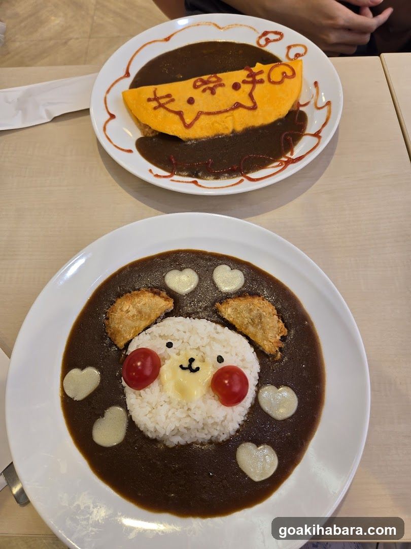 Cute Character-Themed Curry Rice and Omelette