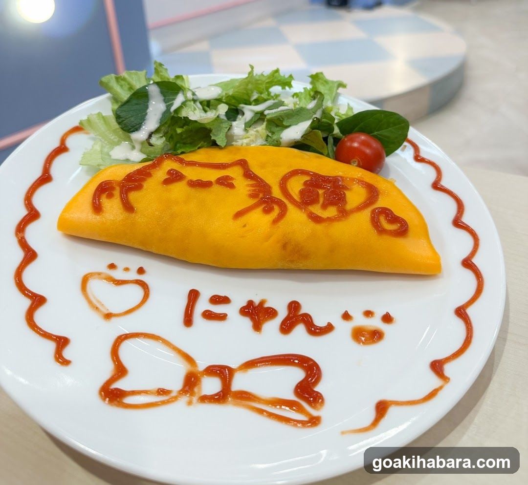 Cat-themed Omelette with Ketchup Art