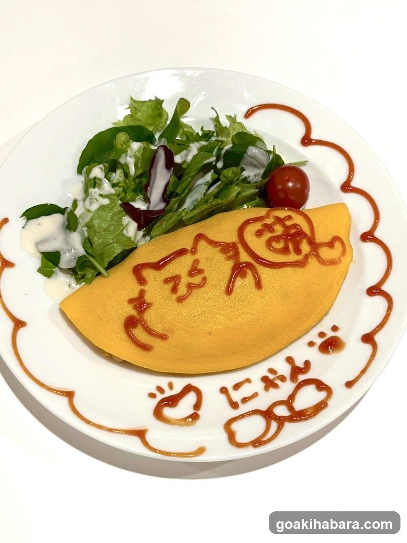 Cat-themed Omelette with Salad
