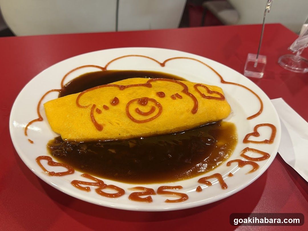 Omelette with bear face design