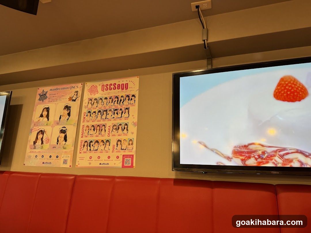 Restaurant Interior with Posters and TV Screen