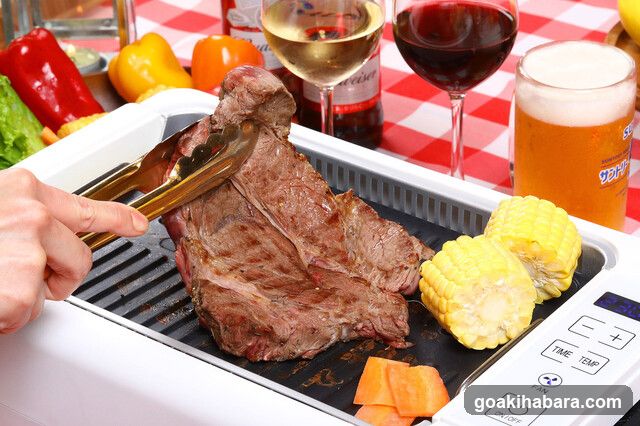 Grilled Steak and Corn on Grill