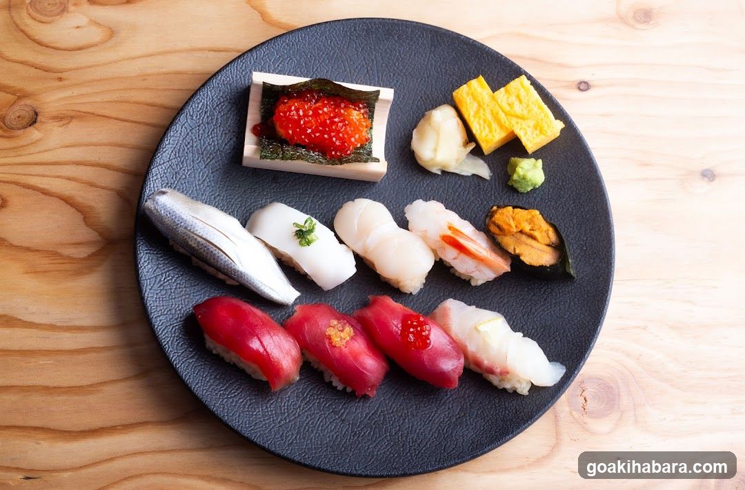 Sushi Platter on Dark Plate