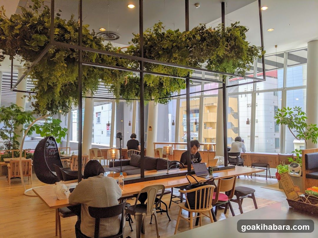 Modern Cafe Interior with Greenery