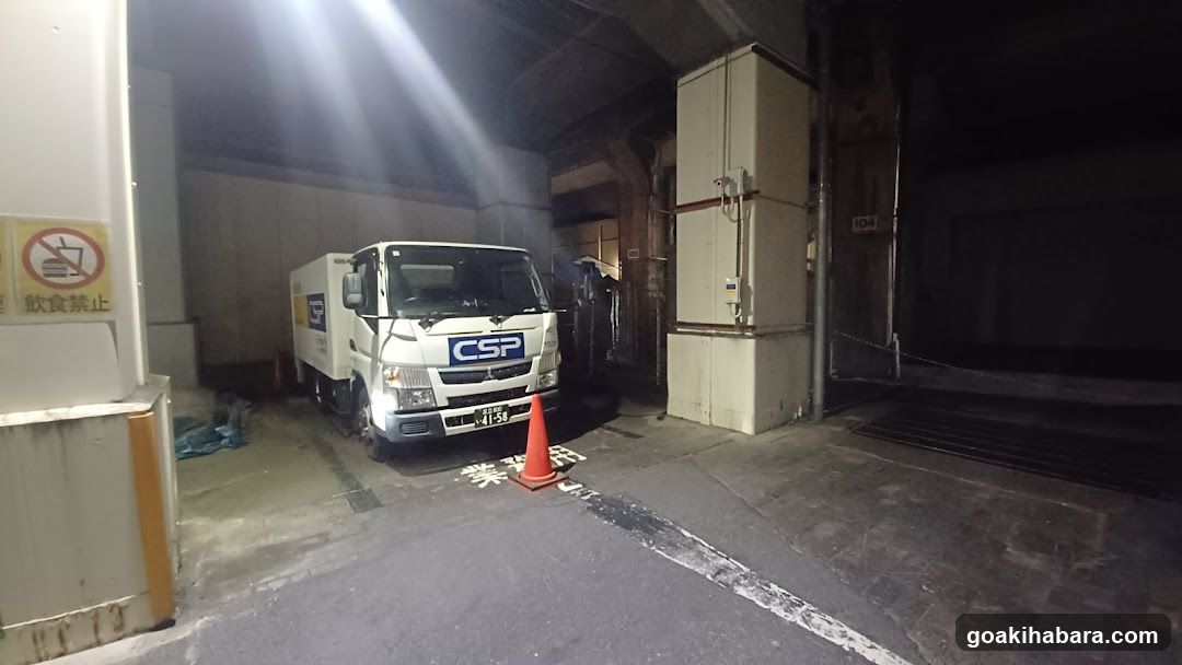 Truck parked in garage area