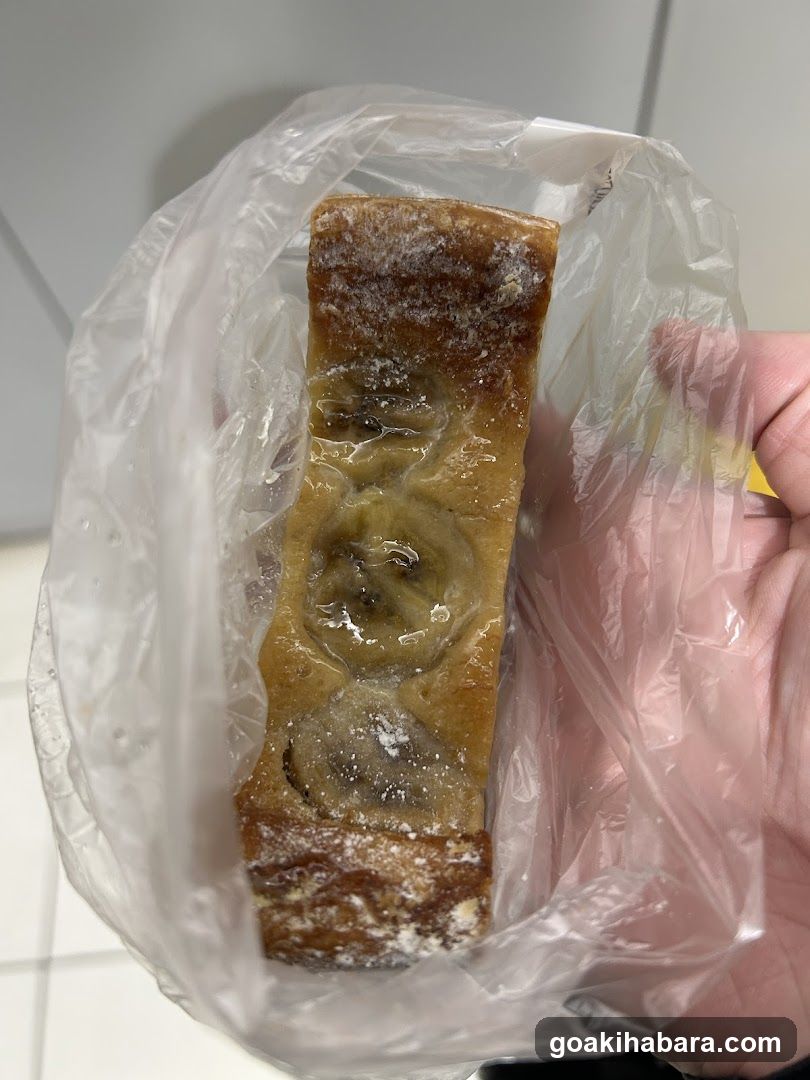 Banana Bread Slice in Plastic Bag