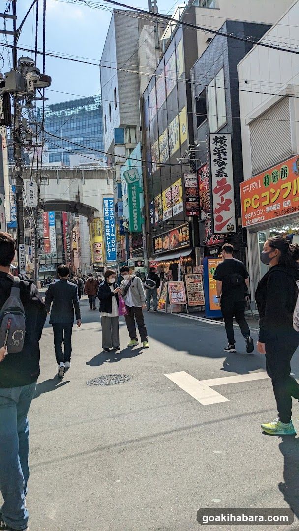 Busy Street with Shops and Pedestrians