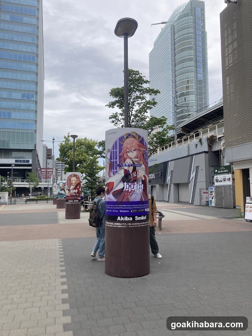 Anime Poster Display in Urban Plaza