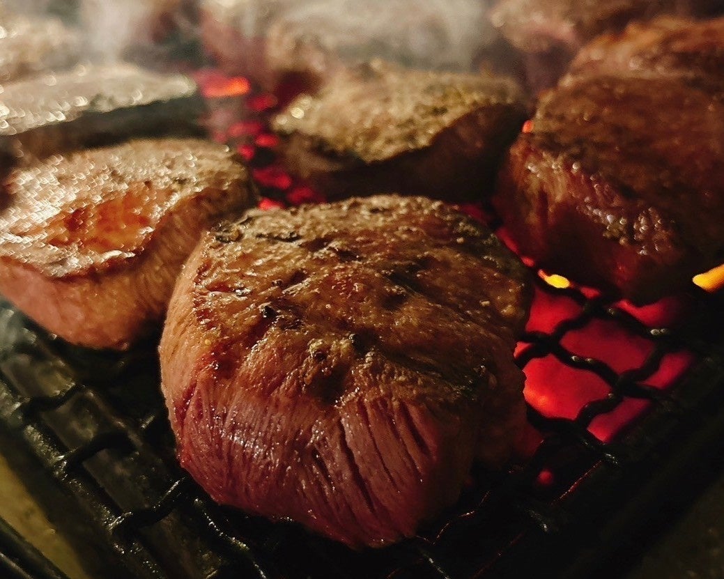 The Kiwami Steak, Gyutan no Lemon signature thick-cut tanamoto beef tongue grilled over binchotan