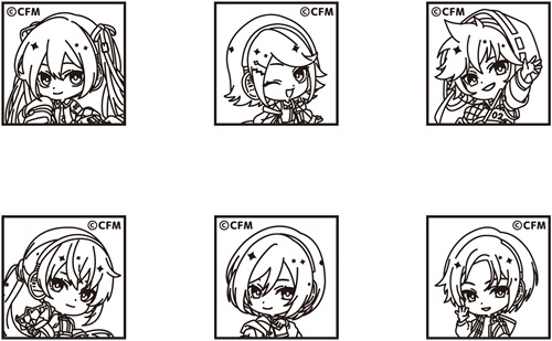 Stamp rally panel art for Hatsune Miku Akihabara Festival 2026 showing the six participating stores