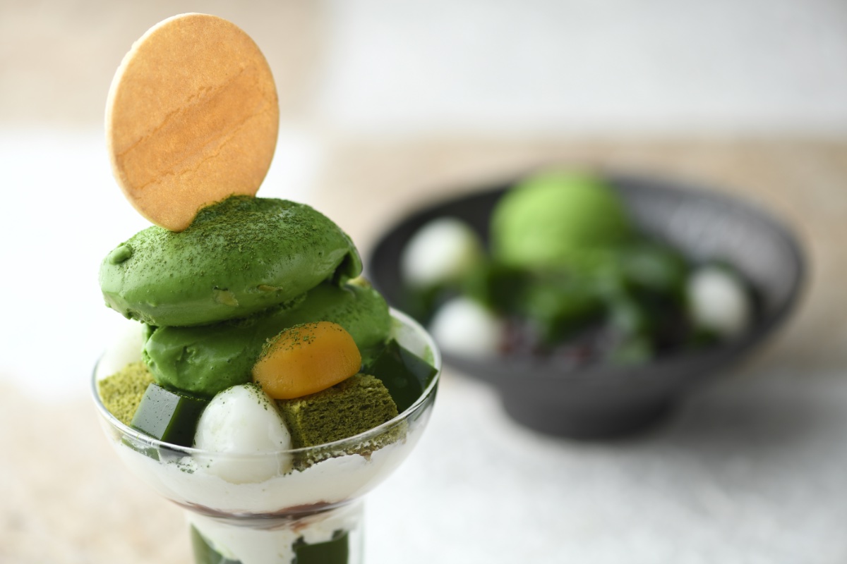 Matcha parfait from Kyohayashiya, one of the signature cafe menu items available at the Atre Akihabara pop-up